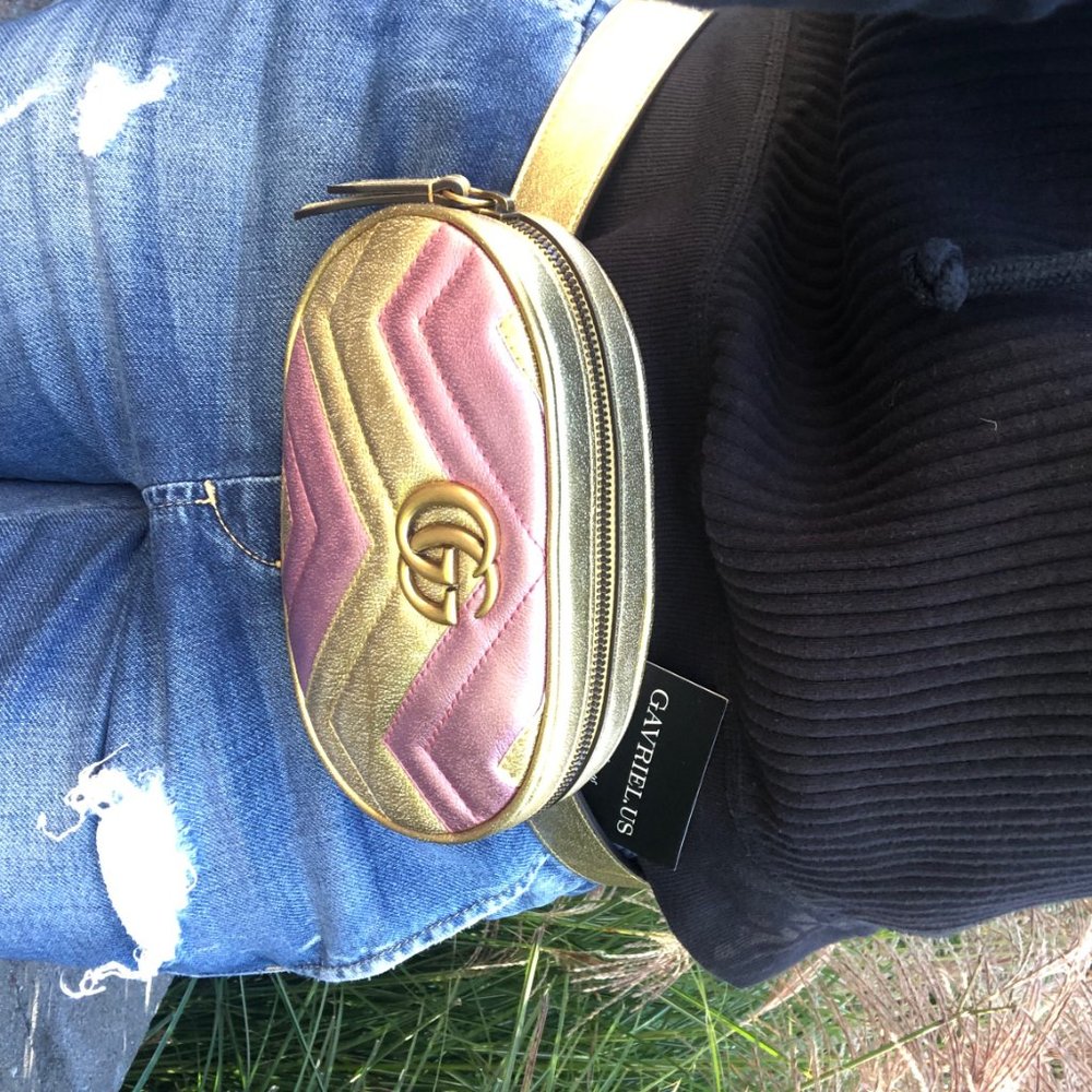 Gucci GG Metallic Matelasse Marmont Belt Bag NEW W DUST BAG - Picture 4 of 16